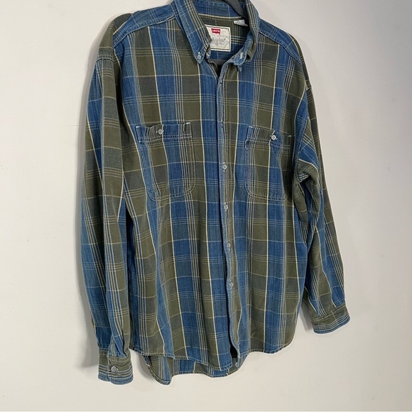 Vintage Levi's Silver Tab Plaid Shirt Casual Button Up Denim Long Sleeve Holiday - Picture 4 of 12